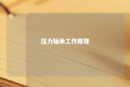 压力轴承工作原理 